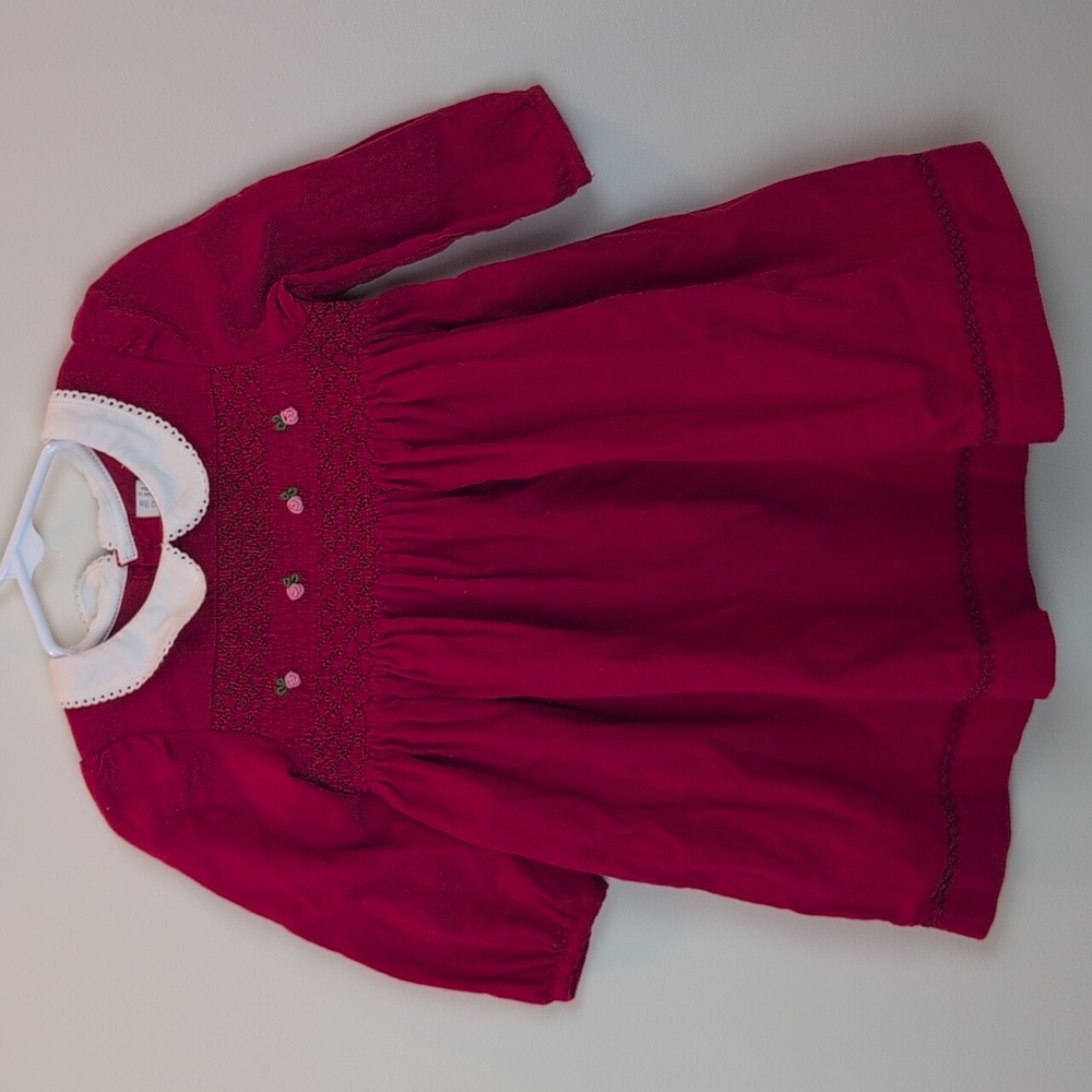 JoJo Maman Bébé Charming Red Kids Dress with White Collar 12-18 Months